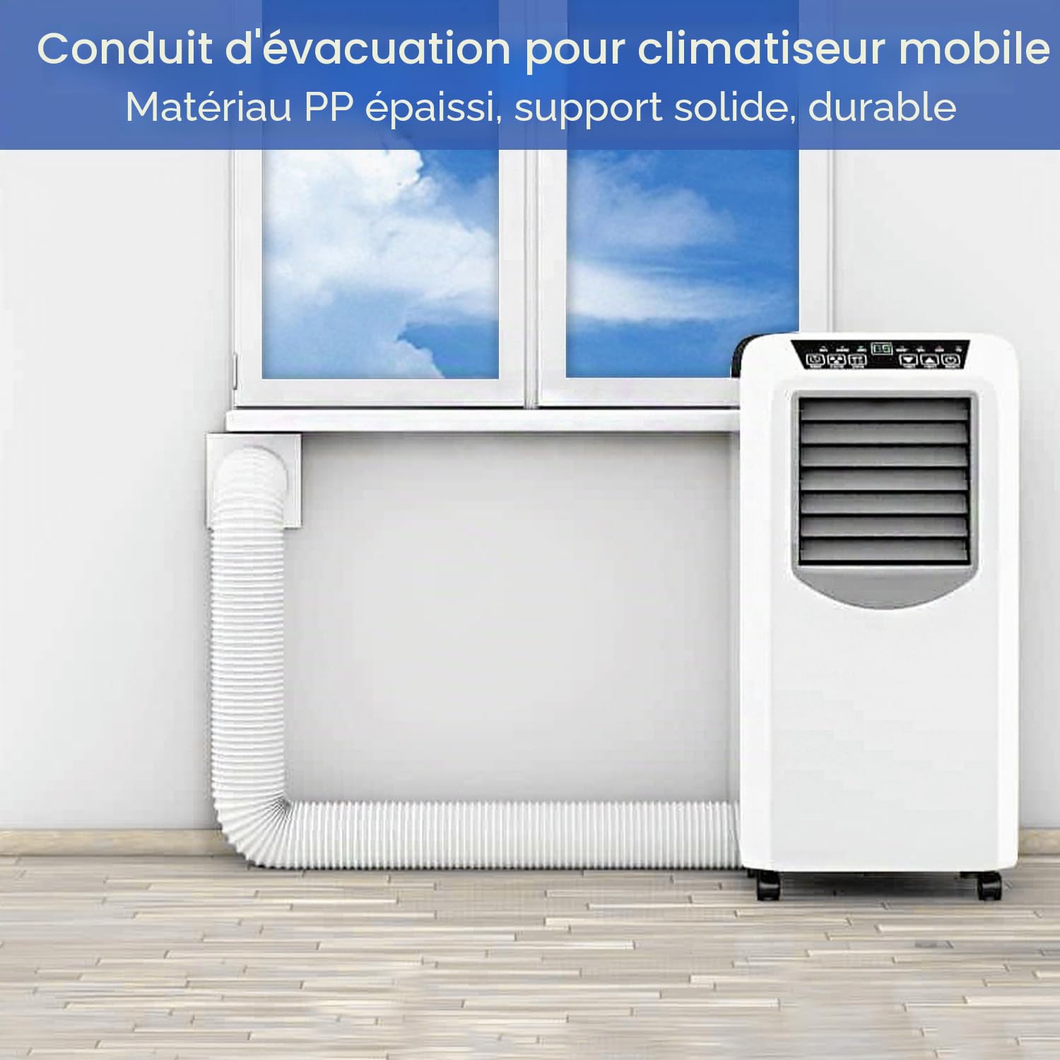 3 Mètres PP Tuyau pour Climatiseur Mobile, 130 mm Extensible Mobile Air Conditionné Tuyau D'échappement Chaleur D'échappement en Acier CCW Filetage de évent pour La Réparation de Conditionneur