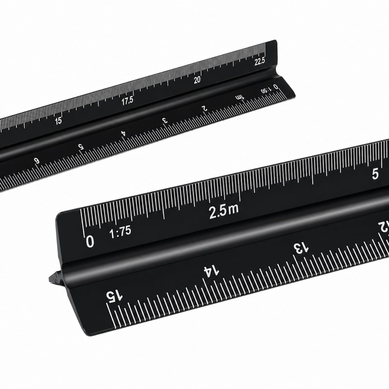 Escalímetro Profesional, Escala Triangular, Regla de 30 cm, Herramienta de Precisión, Aluminio, Arquitectos, Ingenieros, Escalas Métricas (1:20, 1:25, 1:50, 1:75, 1:100, 1:125), Negro