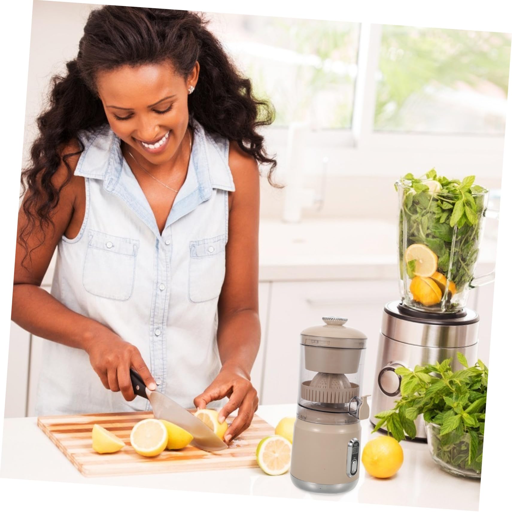 Cabilock Exprimidor de Cítricos Eléctrico Exprimidor Portátil Extractor de Jugos con Prensado Frío Separación Automática de Pulpa Hogar