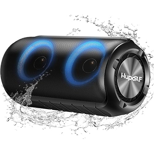 Bluetooth Speaker with 6D Loud Sound, 2025 New Portable Wireless Speaker, IPX7 Waterproof, RGB Lights, BT5.3, 12H Playtime, for Home/Party/Outdoor/Beach, Stocking Stuffers, White Elephant Gifts