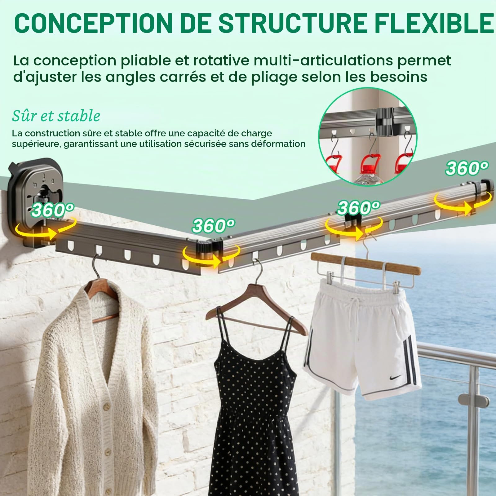 Rideau de Douche sans Perçage avec Ventouse, Forme L/U, 4 Plis, 1.8 x 2m | Tringle à Rideau de Douche Pliable, Résistante à La Moisissure, Imperméable, Lavable, avec Anneaux pour Douches D'Angle