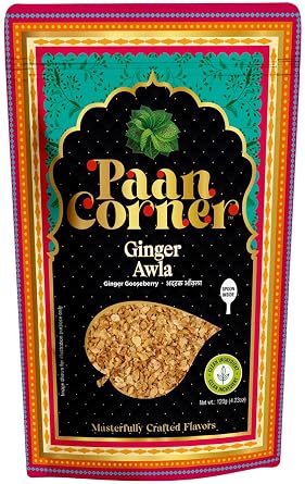 Paan Corner Ginger Awla Gooseberry Snack, Vegan, 4.23 oz, with Spoon