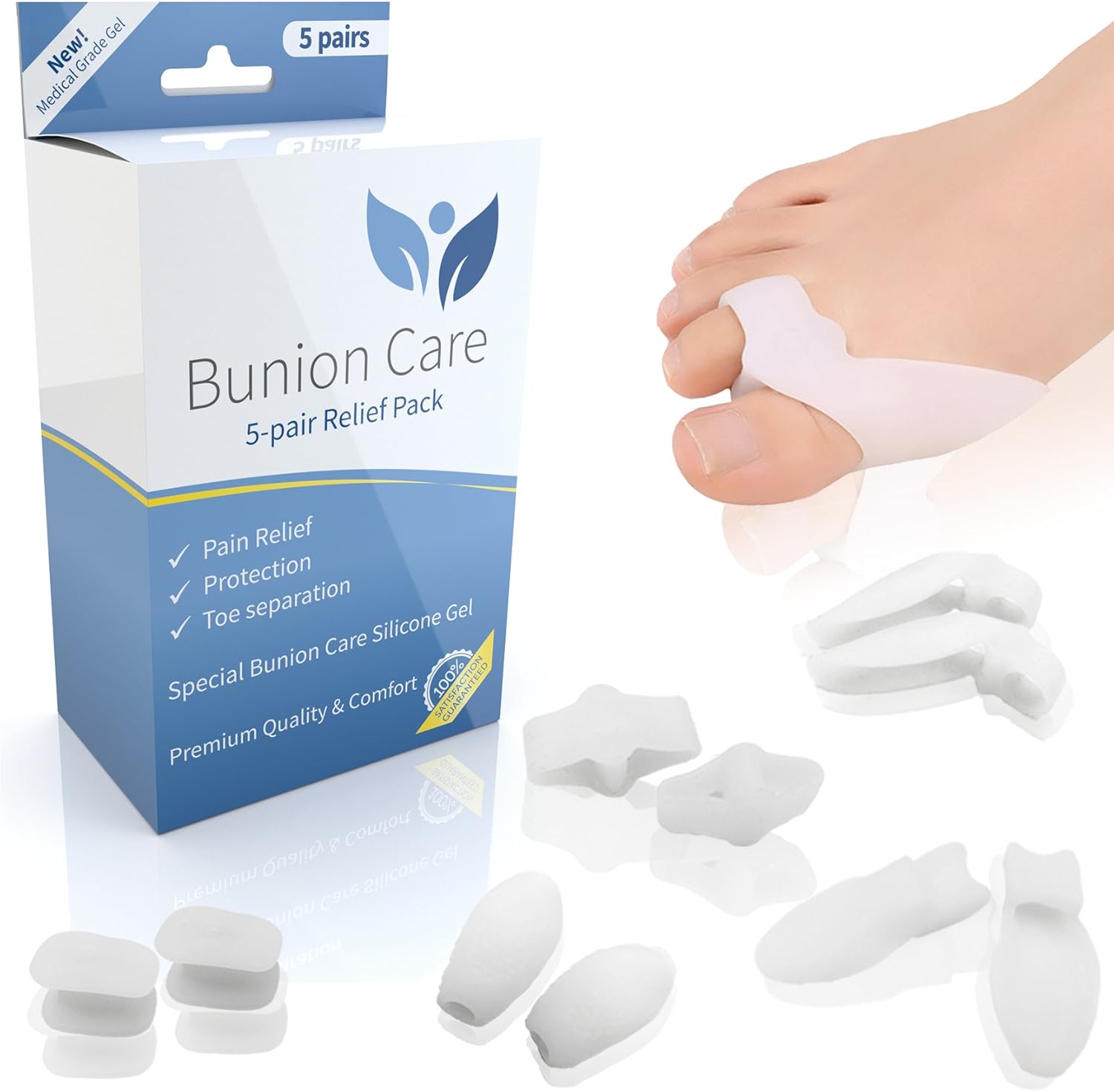 10 Piece Bunion Pads and Toe Straightener Kit. Premium