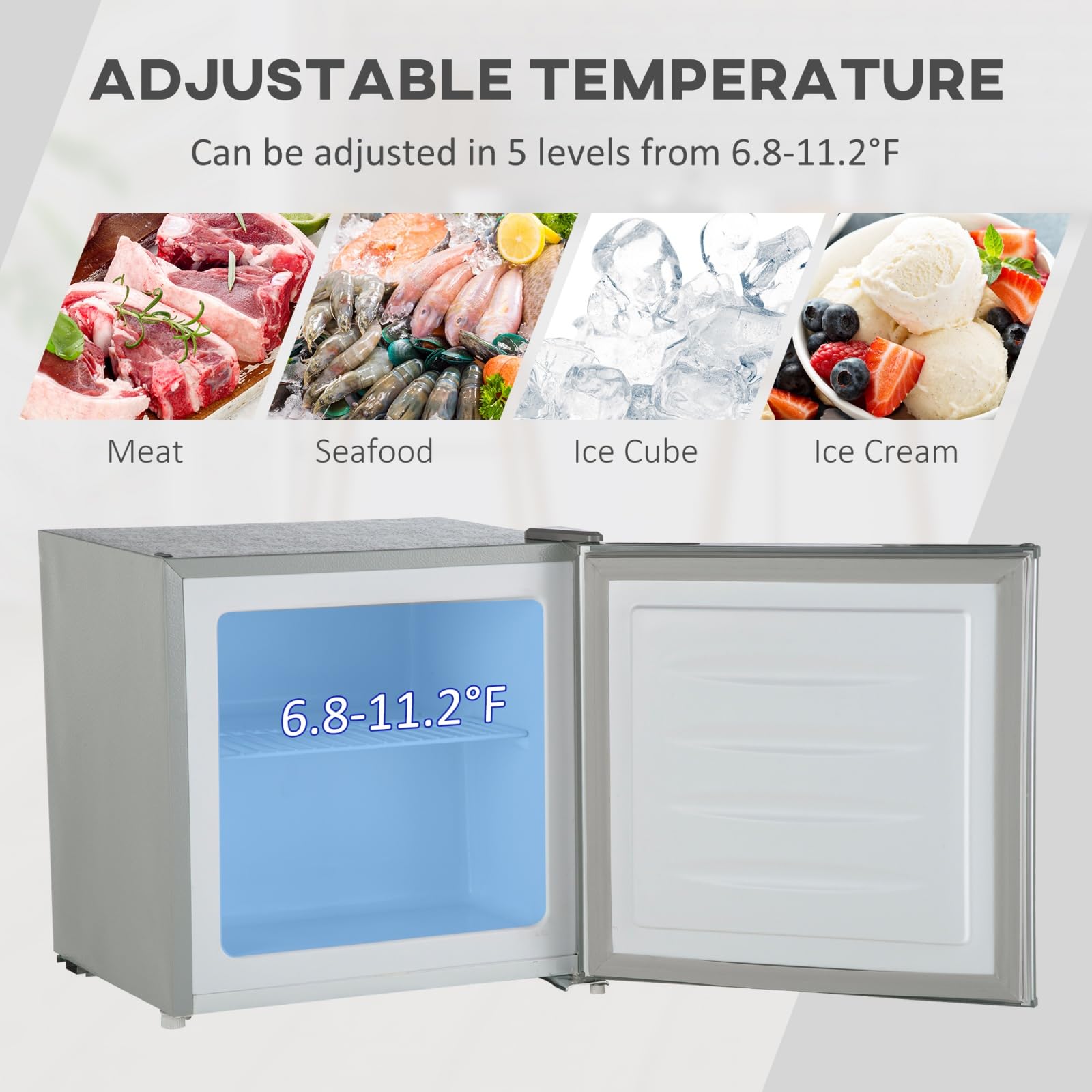 Mini Freezer Countertop, 1.1 Cu.Ft Compact Upright Freezer With Removable Shelves, Reversible Door For Home, Dorm, Apartment And Office, Gray on Fridge.com - View 6