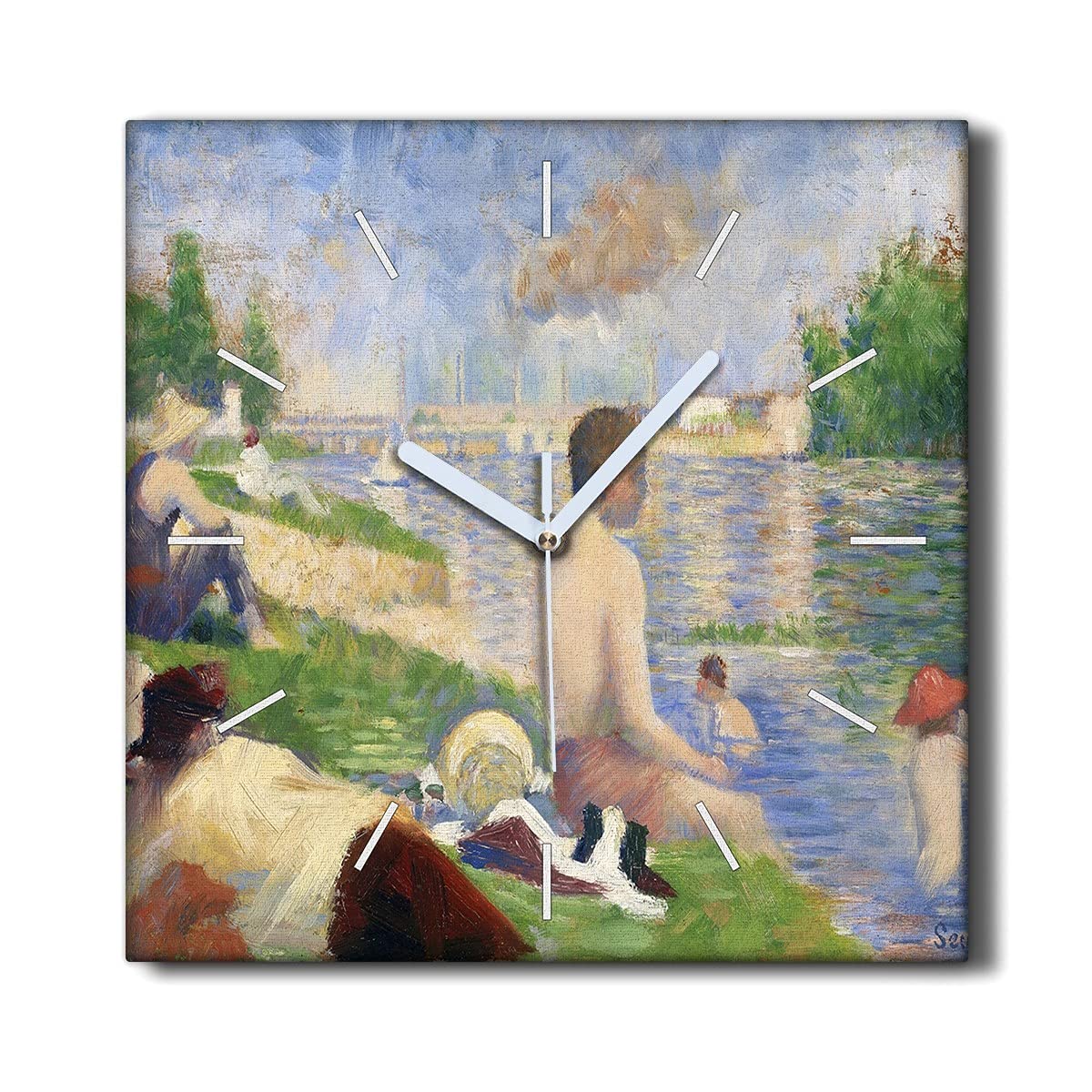 Horloge sur Toile Silencieuse 30x30cm Coloray au Motif Artistique de Baigneurs