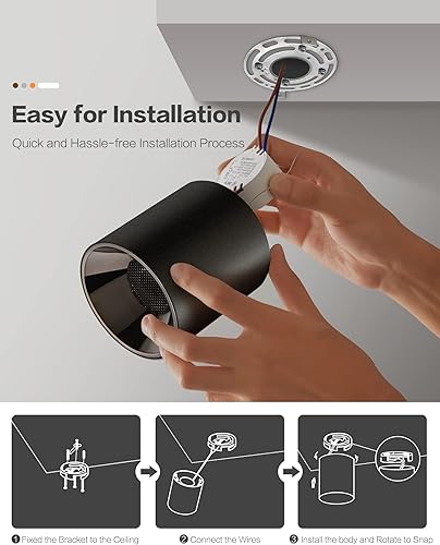 Miniatura 7 de OKELI Foco LED de montaje empotrado, lámpara de techo cilíndrica regulable de 20 W, iluminación moderna de aluminio mate negro de bajo perfil para