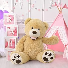 MaoGoLan Giant Teddy Bear Plush,39 inches Big Teddy Bear Stuffed Animal,Adorable Smiling Large Bear,Express Your Love Gift for Kids,Girlfriend,Baby Shower,Valentines Day,Christmas,Long Distance