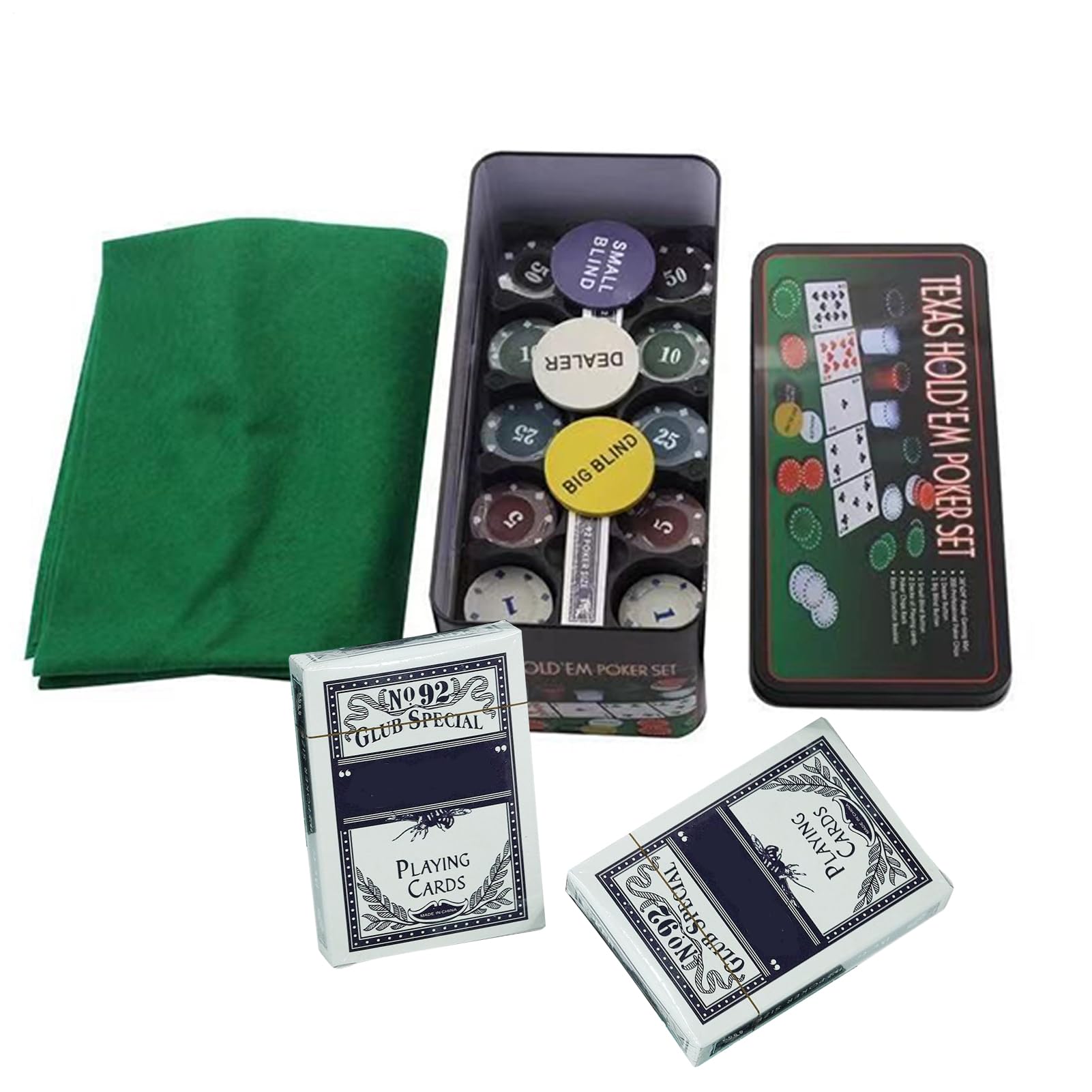 Poker-Chip-Set Multifunktionale Spielkarten Und Craps Würfelspiel | Texas Hold'em Poker Chips Spielset Inklusive Kartenspiel Für Gesellige Familienabende, Craps-Abende, Campingausflüge,