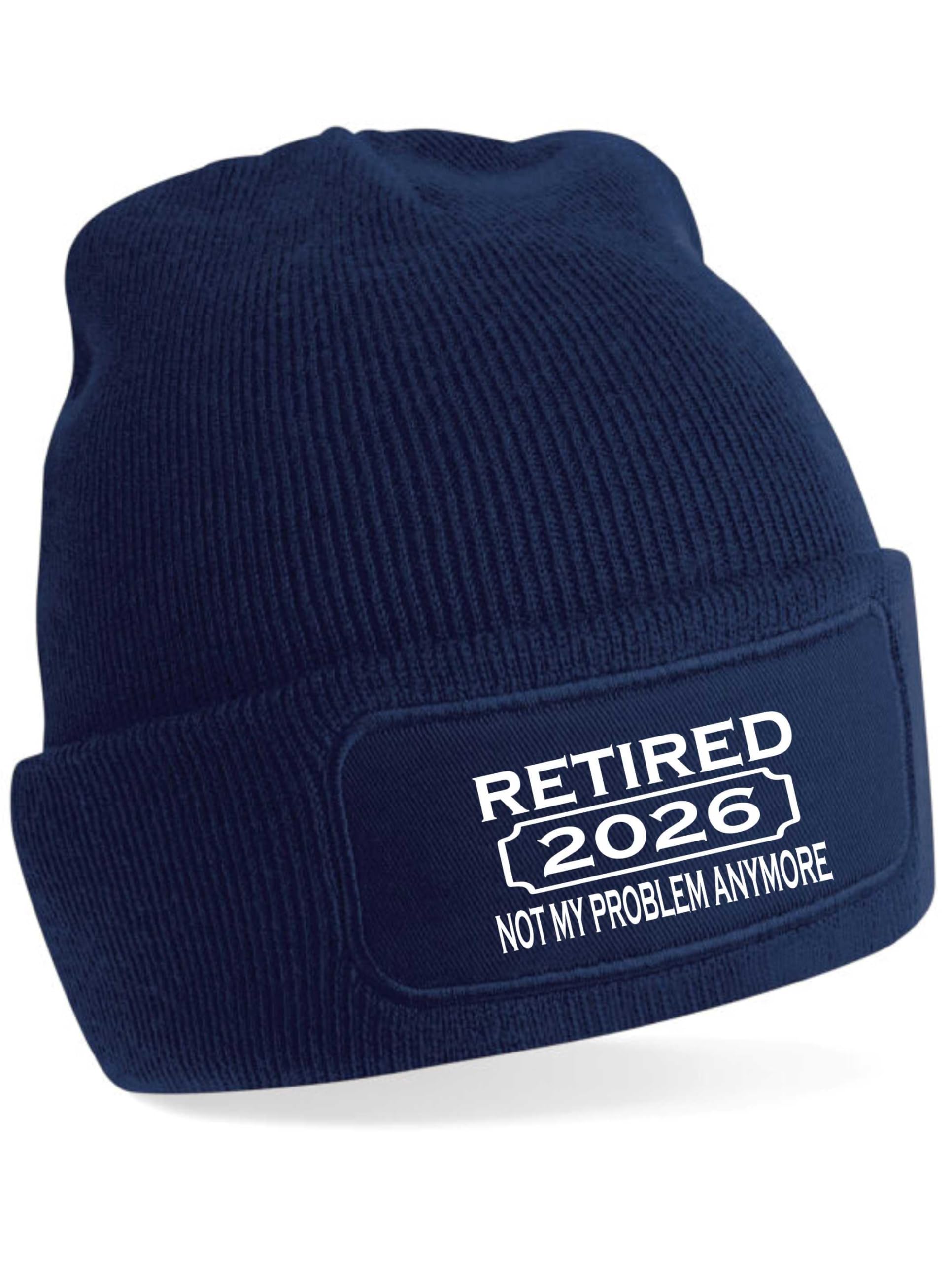 Print4U I Retired in 2026 Gift for Men Ladies Retirement Present Beanie Hat Blue