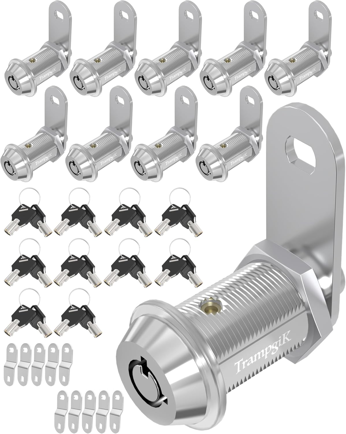 RV Storage Locks, 1 1/8” Camper Compartment Storage Door Lock with Keys, for RV Camper Travel Trailer,Drawer Cabinet Toolcart Storage, 1 1/8 Inch 10 Locks with 20 Keyed Alike, Chrome