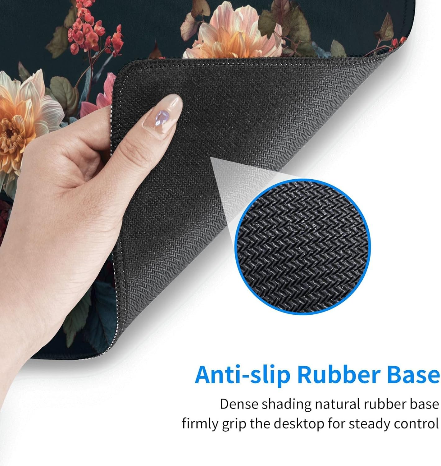 MTG Playmat Flower Art TCG Mat Board Game Card Game Trading Card Game Play Mat Desk Pad Original Hand Painted Stitched Edges Smooth Surface Rubber Base 23.5x13.8in