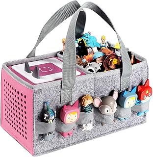 Pinson Carrying Case for Toniebox Starter Set and Tonies Figurines, Travel Felt Cloth Musical Toy Folding Bag for Toniebox Accessories (Pink)