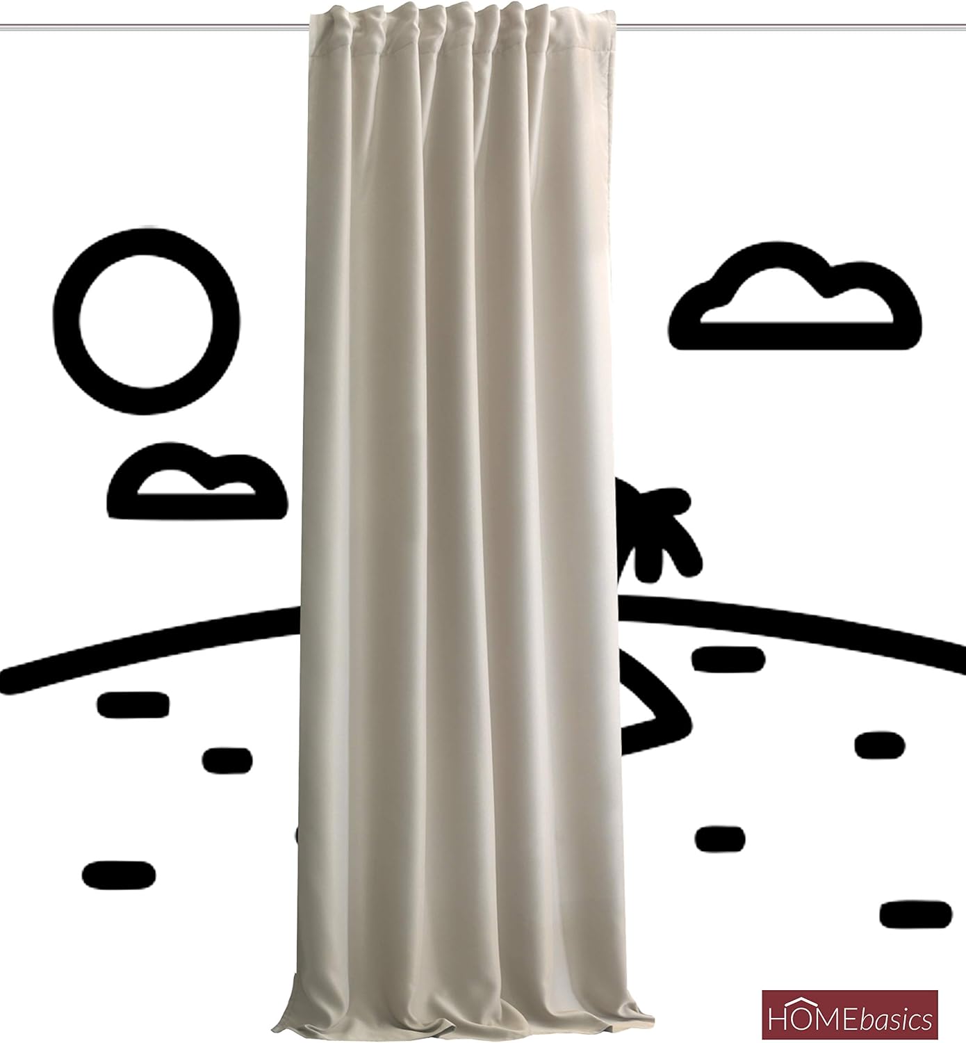 Home Basics Acustico Acoustic Curtain Plain Noise, Heat, Cold and Draught Protection + Darkening Natural 160 x 135 cm - Image 5