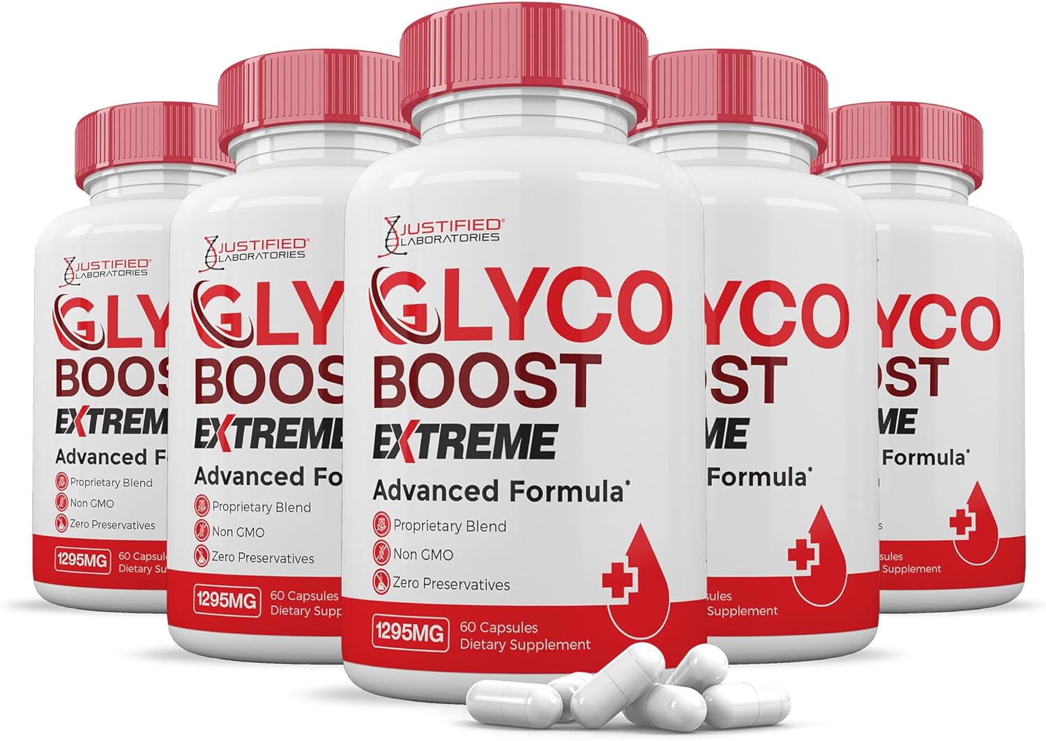 (5 Pack) Glyco Boost Pills Extreme 1295MG Glycogen Support Advanced Formula Glycoboost Gluco Support Formulated with Turmeric Berberine Resveratrol Garlic Bitter Melon Milk Thistle 300 Capsules