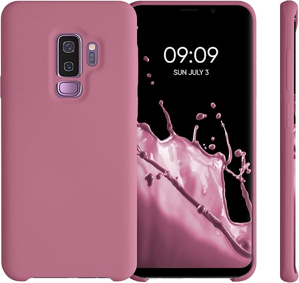 kwmobile Case for Samsung Galaxy S9 Plus Case - Soft Cover - Shockproof Silicone - Wireless Charging Dark Rose - 5