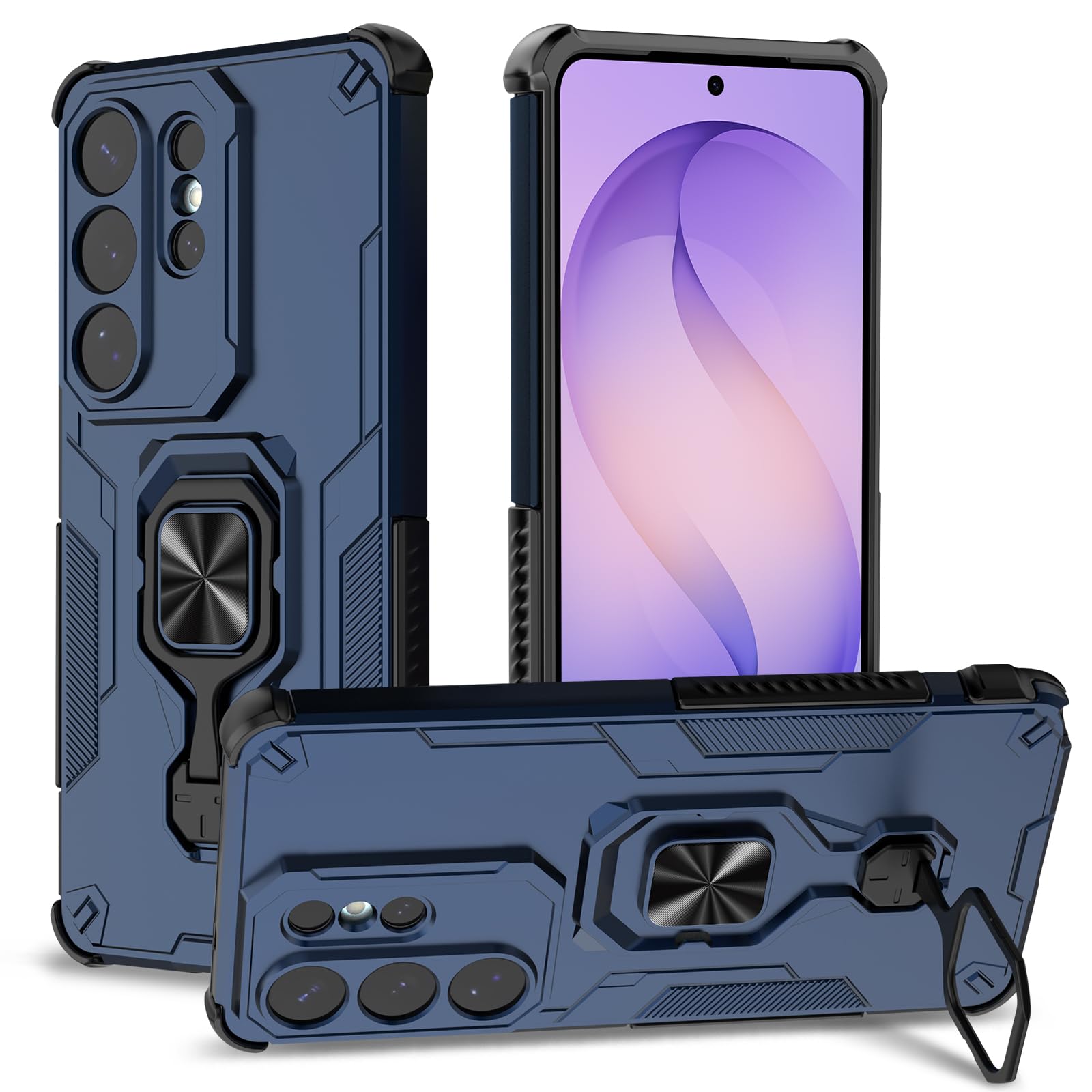 Funda para Samsung Galaxy A13 4G con Cristal Templado Protector Pantalla, Carcasa Antigolpes con Soporte anular metálico, Case Protectora de Grado Militar, Negro — view 272