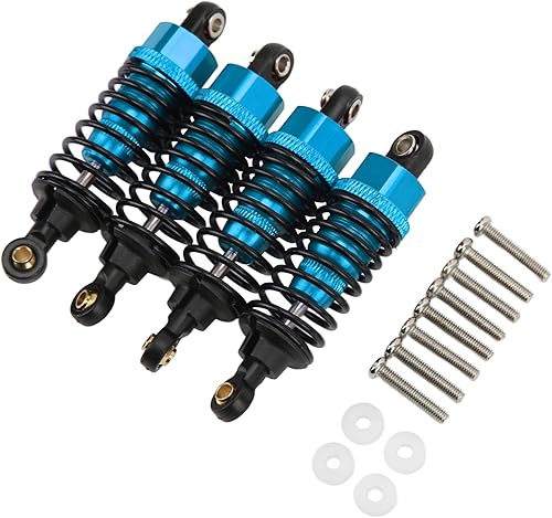 Miniatura 7 de Amortiguadores RC, paquete de 4 amortiguadores de aleación de aluminio con diseño roscado para TT-01 TT-02 TA05 RC coches (azul) Azul,Rojo
