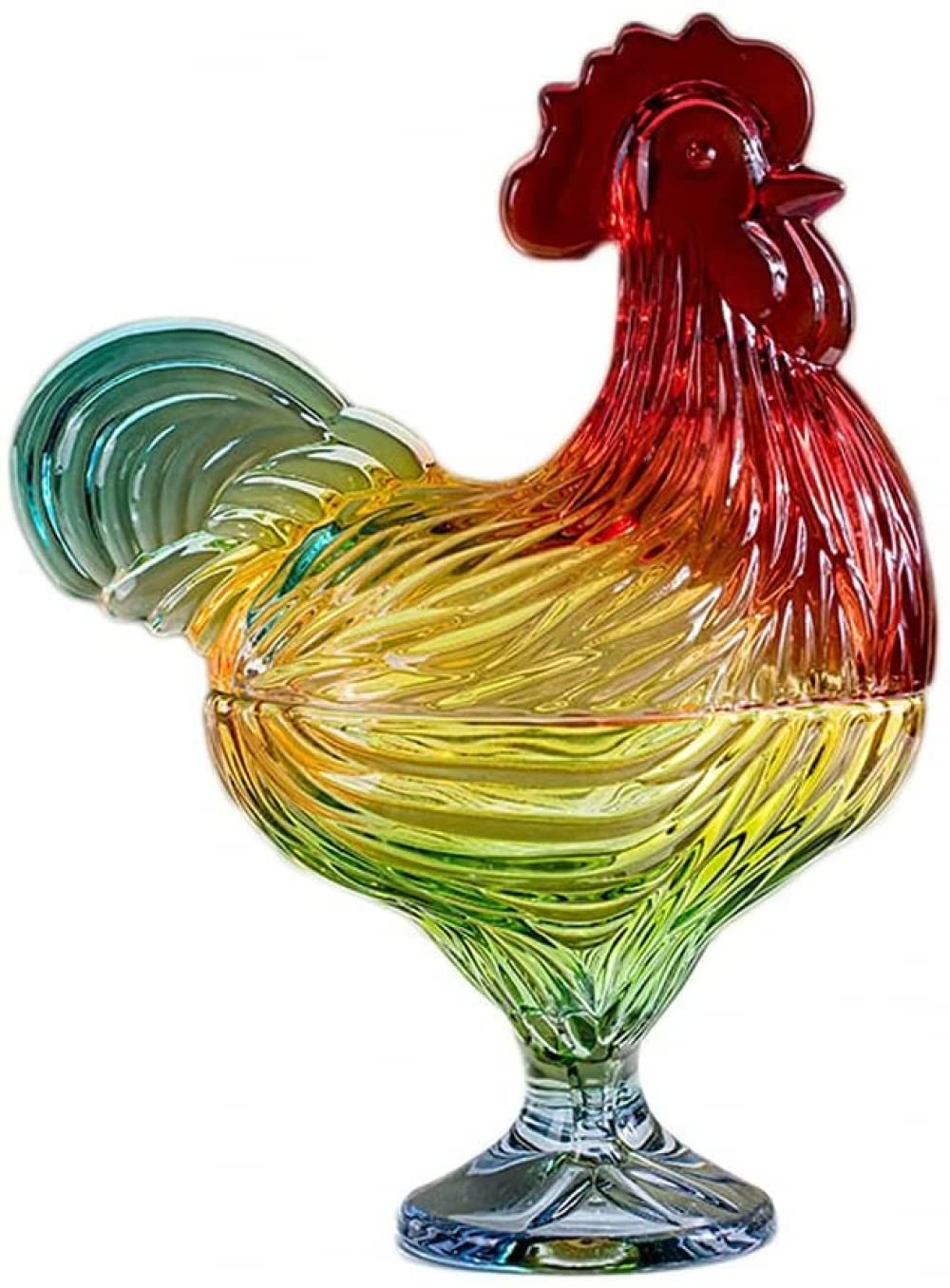LKLNKVL Fresh Fruit Platter, Creative Glass Rooster Shape Fruit Bowl, Large Plate with Lid, Snacks Dried Storage Decorations
