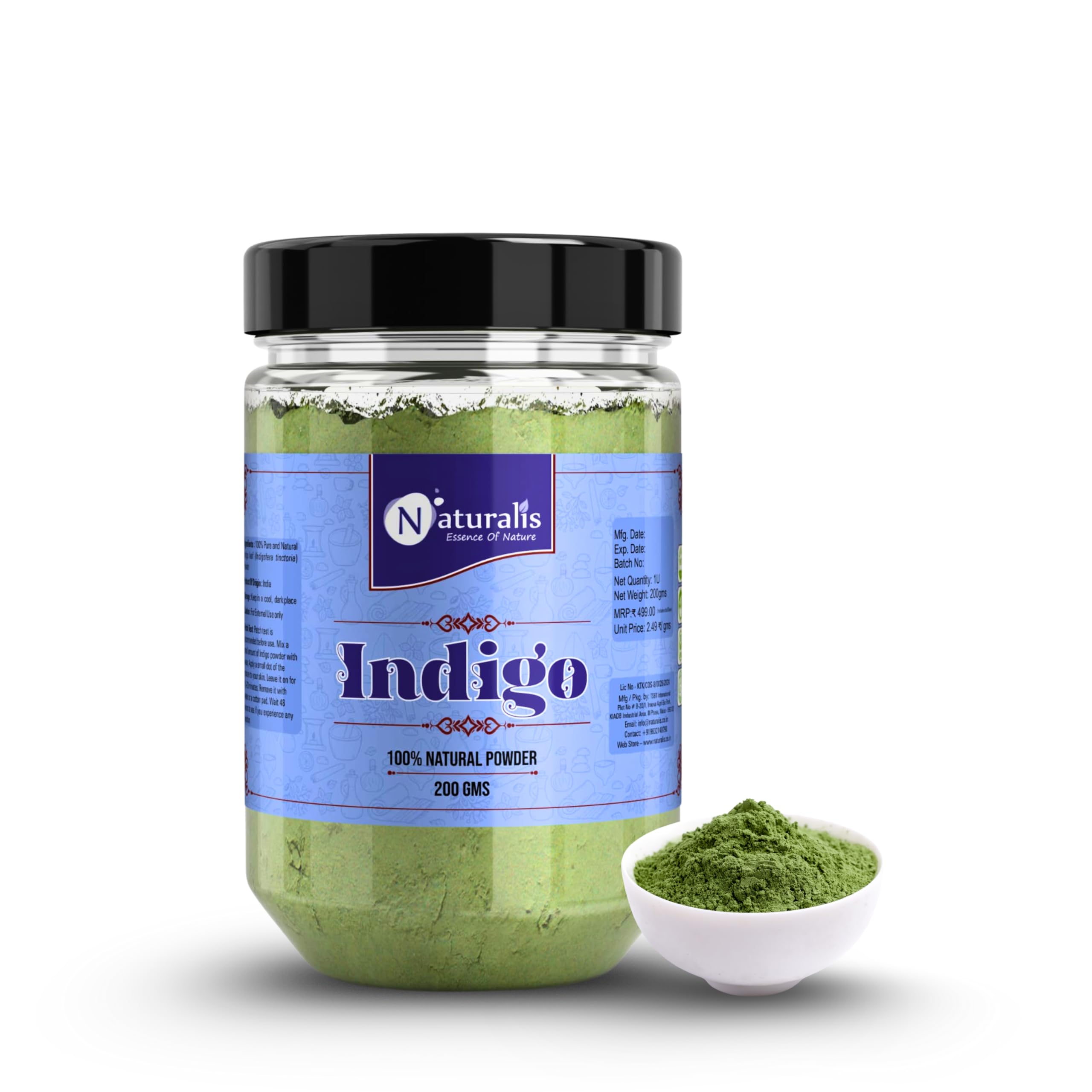 Naturalis Indigo Powder for Hair Black | Indigo Powder 200 Grams - Natural Hair Colouring | No Added Colors - Plant Based Hair Color Leaf | Vibrant & Nourishing-image-49