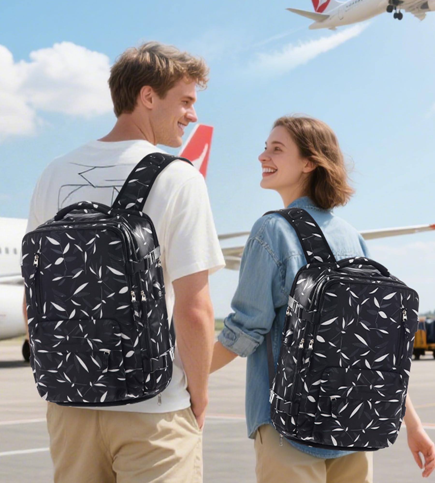 SZLX Zaino Ryanair 40x30x20 Sottovuoto Bagaglio a Mano 40x20x25 Donna Zaino da Viaggio 40x30x20 Wizzair Borse da Cabina per Easyjet 45x36x20 Uomo per Laptop 14 Pollici con Porta USB e Porta Scarpe