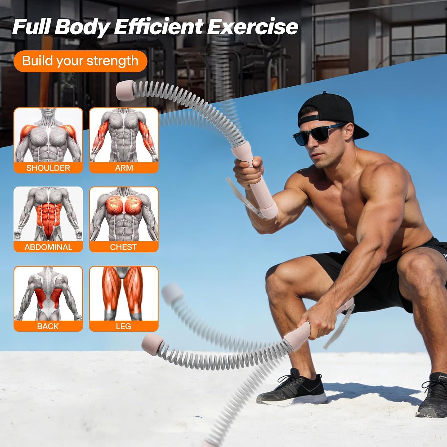 Ropeless Battle Ropes — 1.76LB Weighted 2 Pack, Portable Cordless Training Ropes with Training Gloves for Home Gym HIIT Cardio, Quiet Equipment for Apartments, Men & Women (Pink)