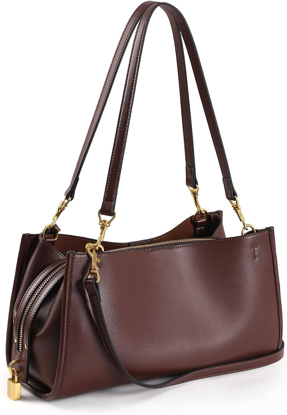 hibear Vintage Shoulder Bag for Women Faux Leather Tote Handbag 34 Trendy Slouchy Hobo Bags with Multiple Shoulder Straps