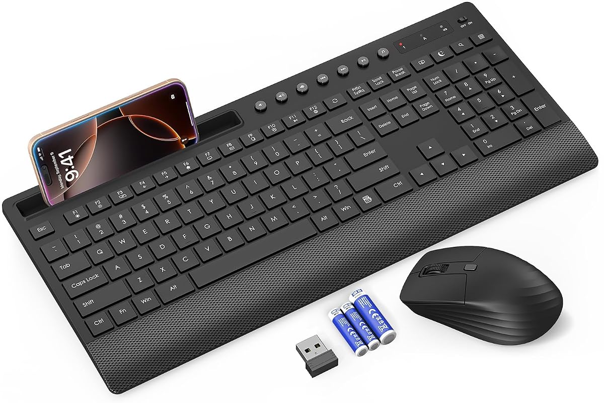 Trueque Wireless Keyboard and Mouse Combo - Full-Size Quiet Keyboard with Palm