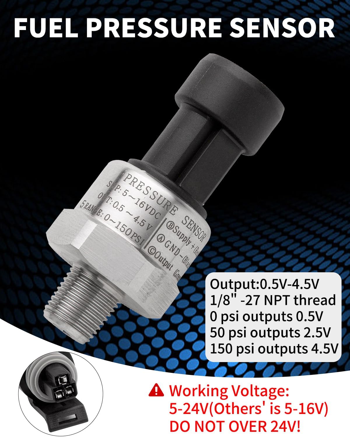 Fuel pressure sensor with output specifications