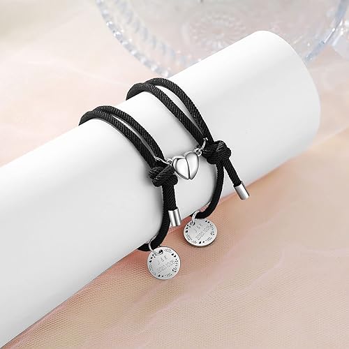 Miniatura 5 de Pulseras personalizadas para pareja con nombre grabado personalizado a juego pulseras para parejas para él y ella, pulsera de relación personalizada