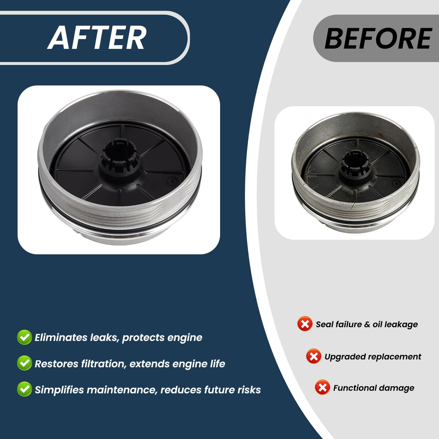 Aluminum Fuel Filter Housing Cover Cap Compatible with Dodge Ram 1500 3.0L 2020-2023, Ram 2500 3500 4500 5500 6.7L 2019-2024 Cummins Engine Water Separator Cap Replaces 68436815AA 68436815AB