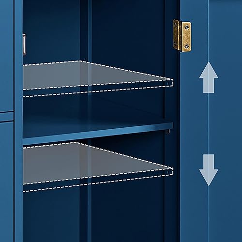 Miniatura 6 de Yaheetech Armario de Piso de Madera para Baño, Organizador de Almacenamiento Lateral con 4 Cajones y 1 Alacena, Unidad de Almacenamiento de Entrada