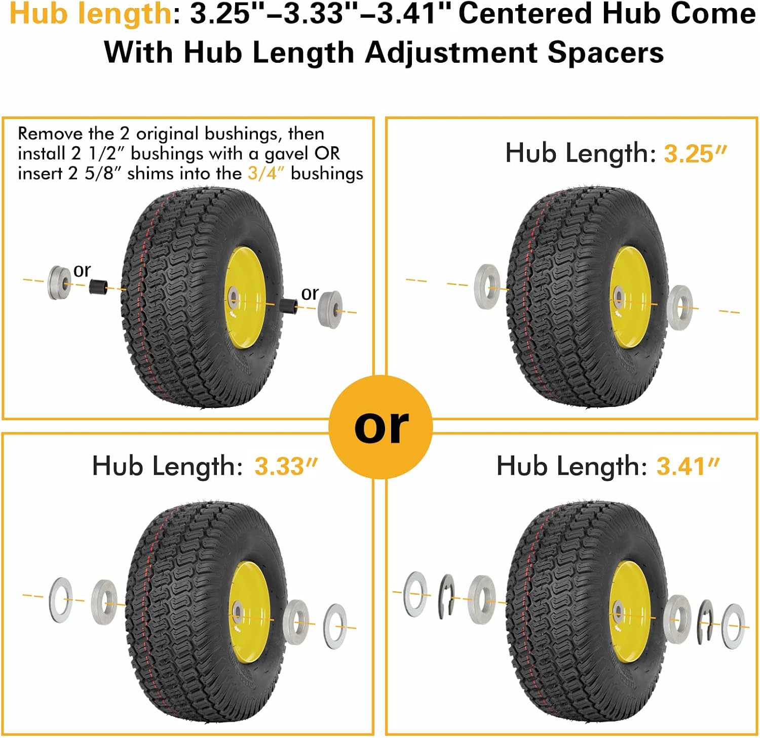 WEIZE 2-Pack 15x6.00-6 Tubeless Tire Assembly for John Deere Mowers