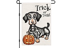 Halloween Trick or Treat Garden Flag Ghost Dog 12x18 Inch Small Double...