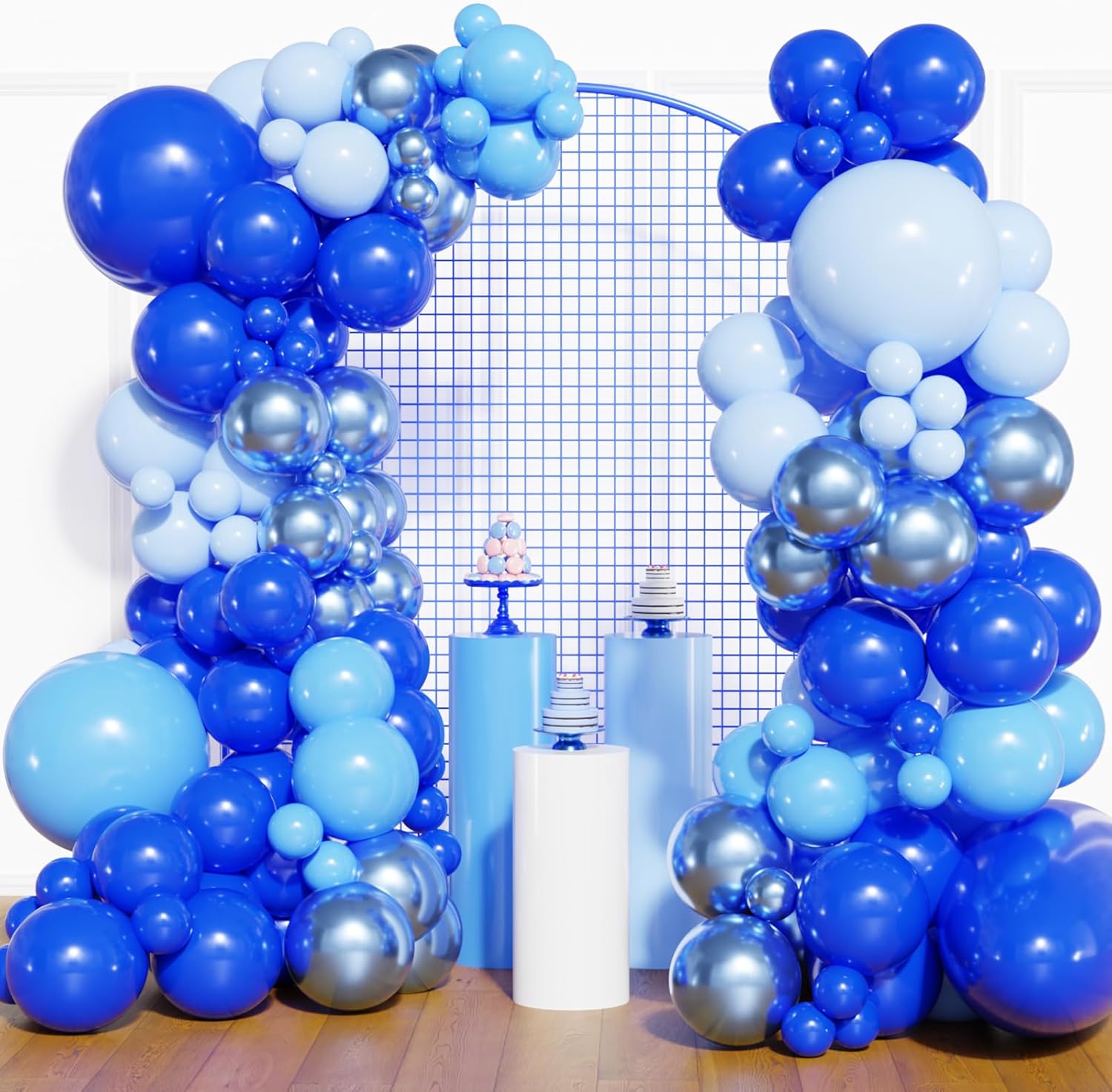 YMSZ Rainbow Colorful Balloons Arch Kit, 136pcs Red Blue Green Yellow Party Balloons with Different Size for Birthday, Baby Shower, Anniversary Party Decorations