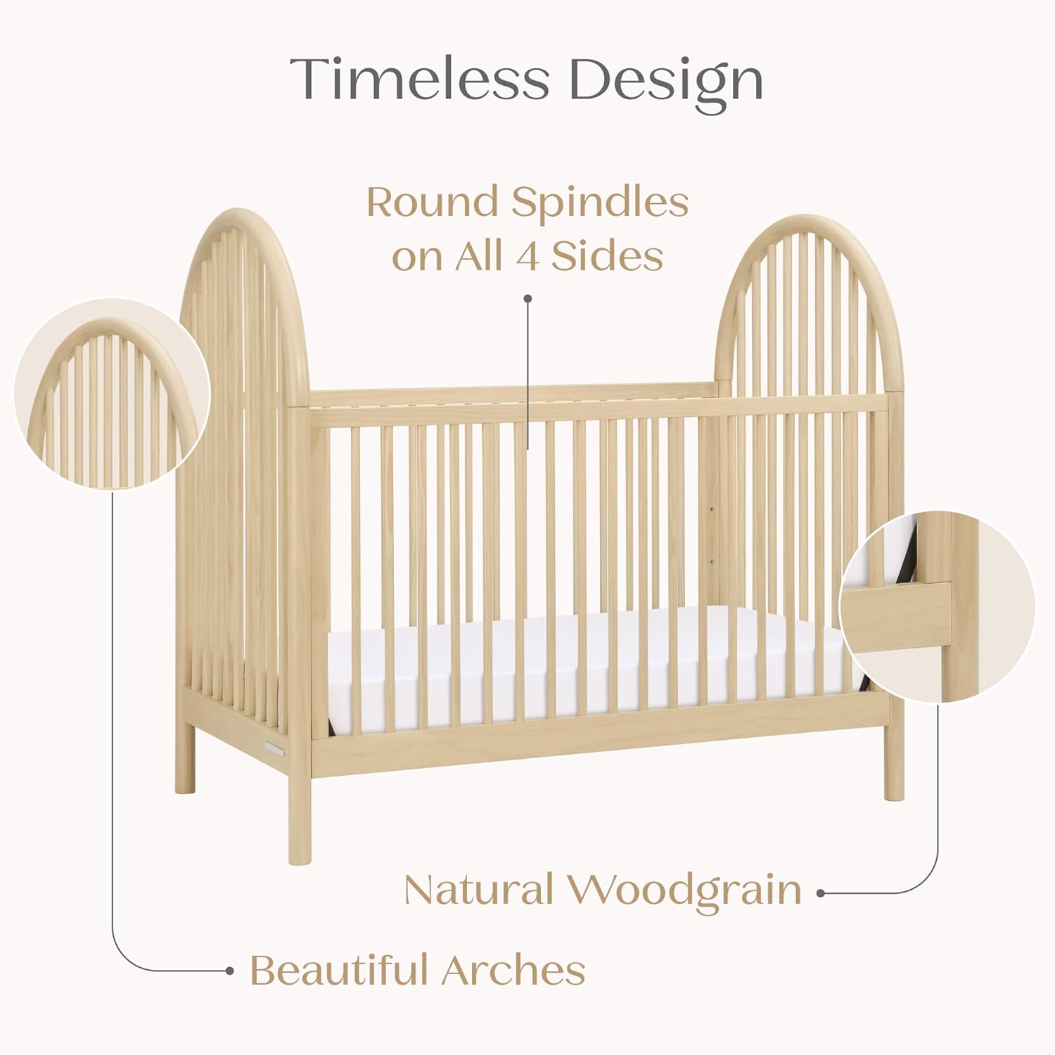 Delta Children Cannon 4-in-1 Convertible Crib - Converts from Baby Crib to Toddler Bed, Daybed and Sofa Bed, Fits Standard Full-Size Crib Mattress, Natural Sandstone