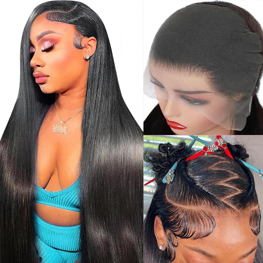 28 Inch 13×6 Lace Front Wigs Human Hair 200 Density HD Full Frontal Lace Front Wigs Human Hair Straight Wigs Human Hair Lace Front Wigs Pre Plucked with Baby Hair Wigs for Women