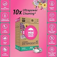 Vista 8 de WBM Cápsulas de detergente para ropa para el hogar, aroma de fragancia primaveral, 32 unidades, cápsulas de lavandería concentradas HE con 10 veces