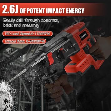 SDS Plus Rotary Hammer for Milwaukee M18 Battery (No Battery)