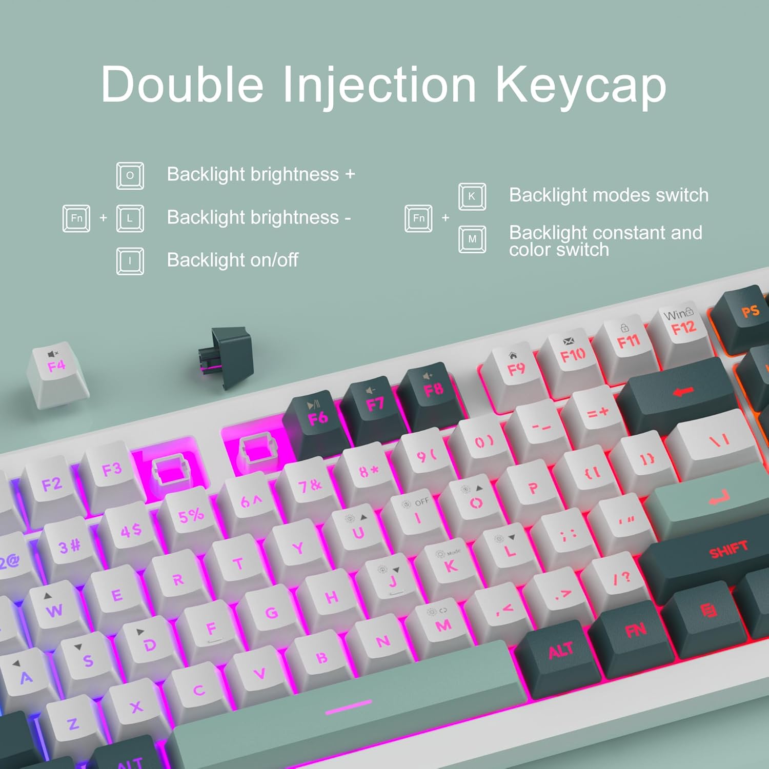 MageGee Creamy Keyboards,K2 Classic Keyboard Wired RGB Backlit 104 Keys Waterproof Ergonomic Keyboard,PC Keyboards for PC/loptop/MAC-Geeen