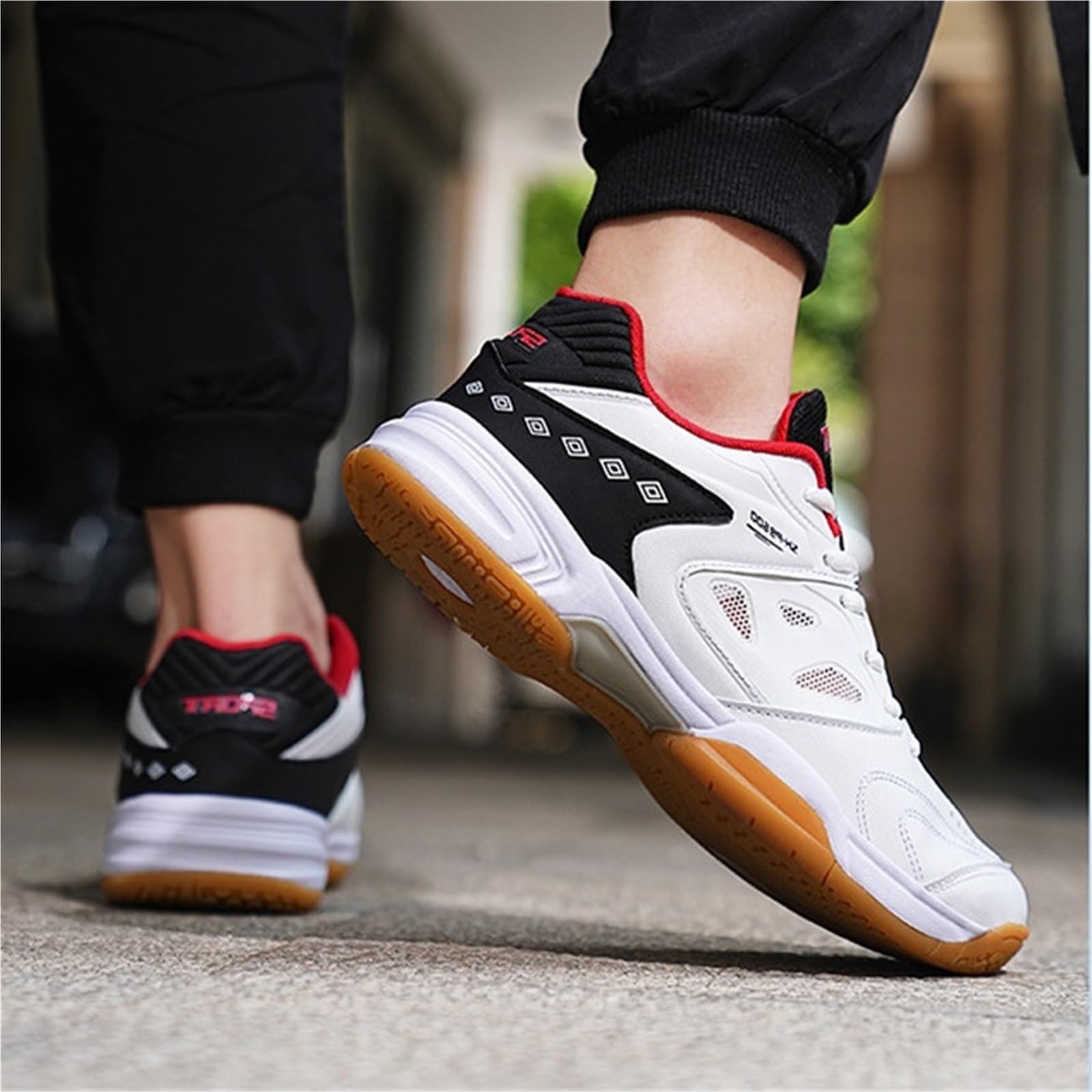 Zapatillas de Bádminton Hombre, Zapatillas Indoor Antideslizantes Transpirables con Cordones y Suela de Goma para Tenis de Mesa, Squash, Voleibol y Entrenamiento