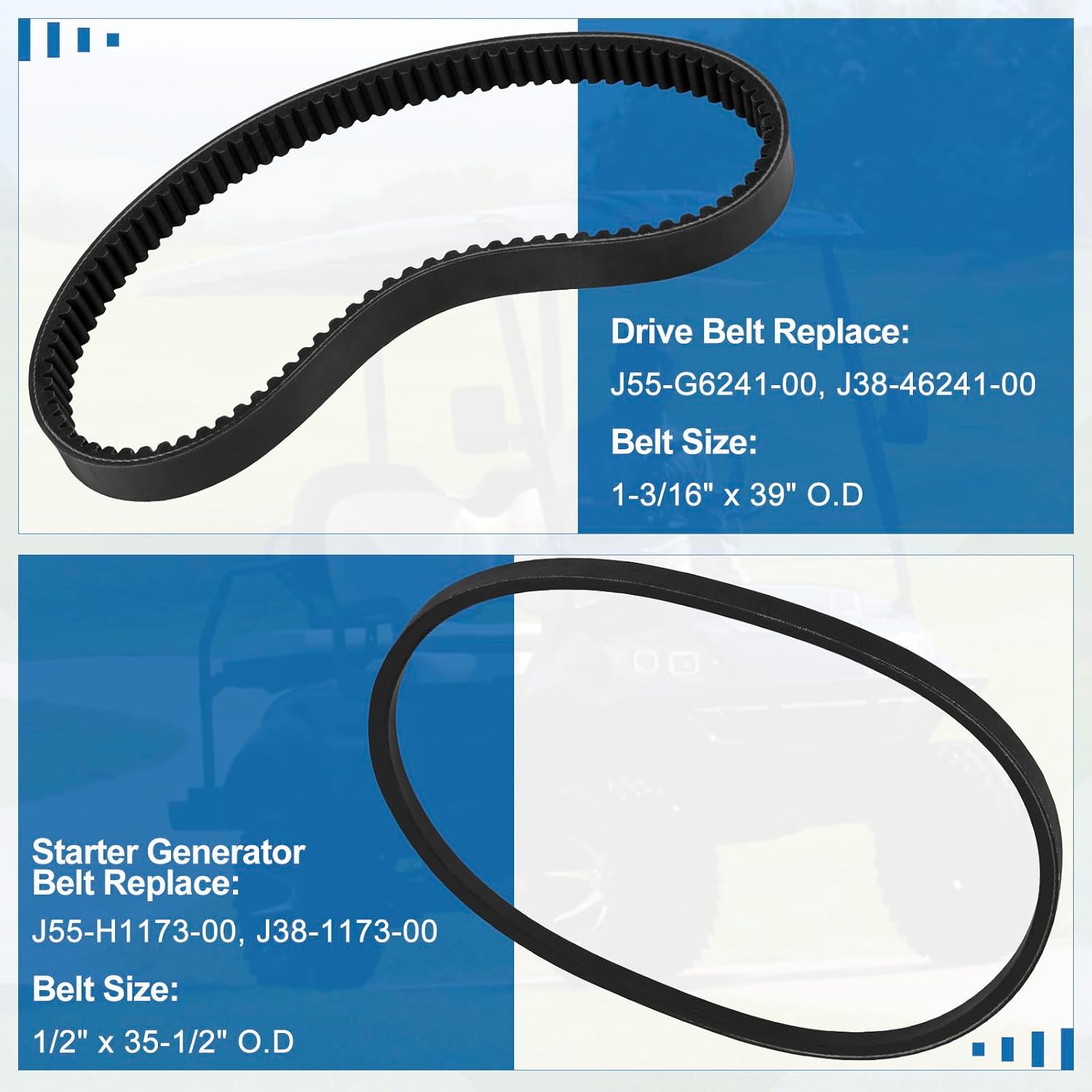 Primary & Secondary Driven Clutch w/Belts, Fits for Yamaha Golf Cart G29 YDRA Drive 2007-2016, for YTF Adventure Sports drive 2007-2008, for Drive2 DR2A CAM 2017-up, Replace JW8-G6201 JW8-G6202