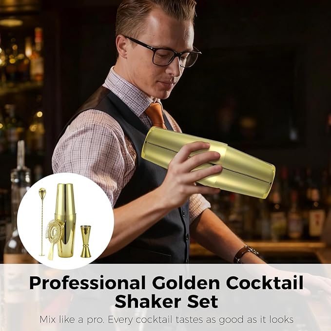 Set de Coctelera Dorada Machify 5 Piezas, Kit Boston Acero Inoxidable miniatura 4