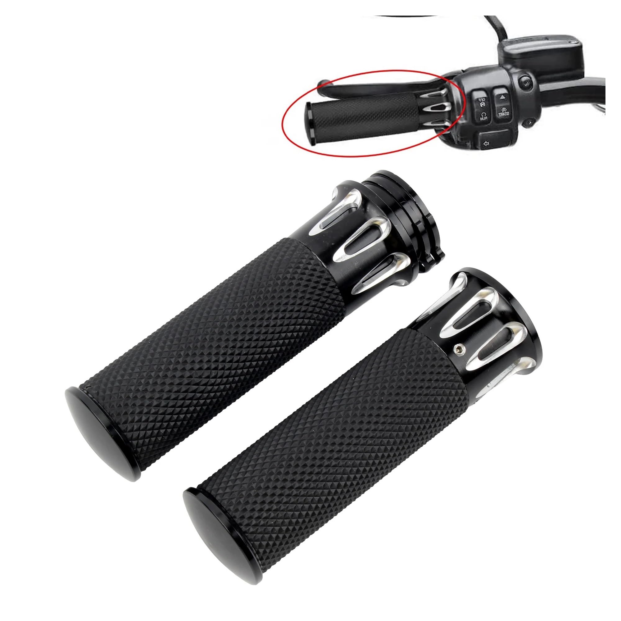 Empuñaduras Manillar Empuñaduras De Motocicleta, Empuñaduras De Mano con Extremo De Barra, Piezas De Goma Manillar Antideslizante De Motocicleta para Cruiser, Funda De Goma(HA105-1)