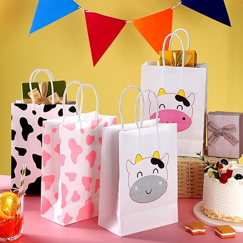 Miniatura 6 de Patelai Paquete de 24 bolsas de regalo con asas, bolsas de papel kraft con estampado de golosinas temáticas para regalos de fiesta de cumpleaños