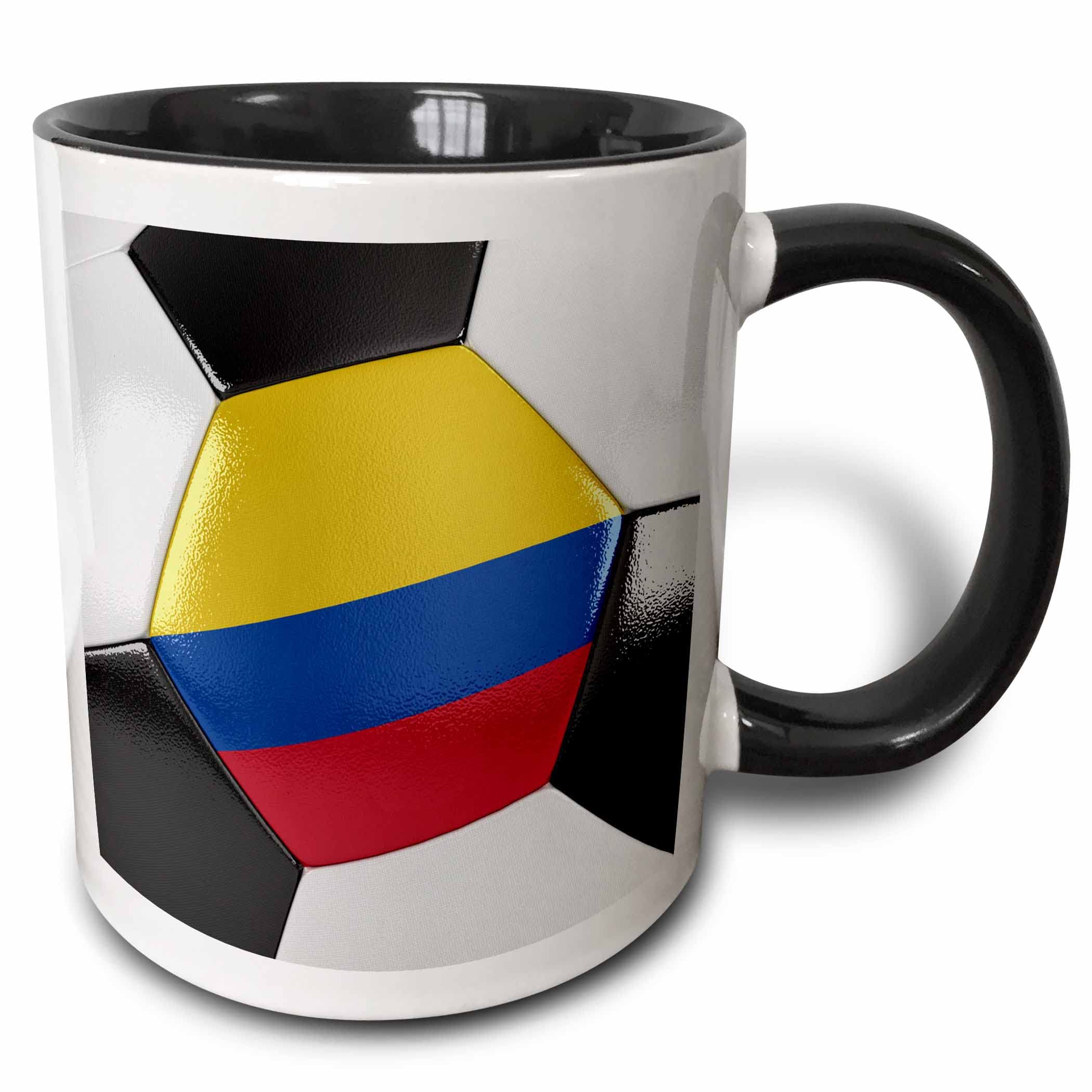 mug_181215_4 Colombia Soccer Ball Two Tone Mug, Black, 11 oz