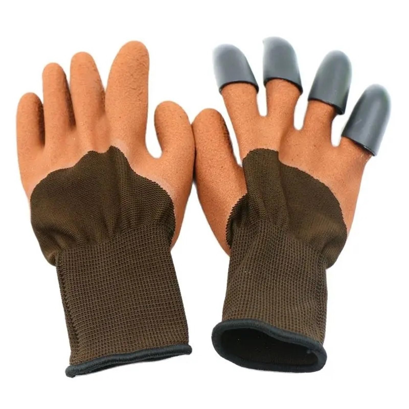 Guantes de jardinería de goma multicolor con garras de ABS for cavar, plantar y rastrillar.(Chocolate)