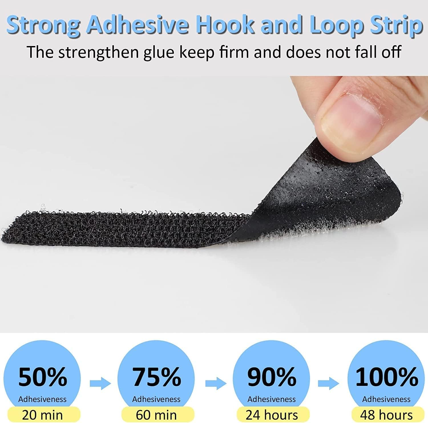 Rhys 30 Pièces Scratch Autocollant Double Face, Scratch Double Face, Scratch Adhésif Puissant, Adhesif Double Face Extra Fort (Blacn)
