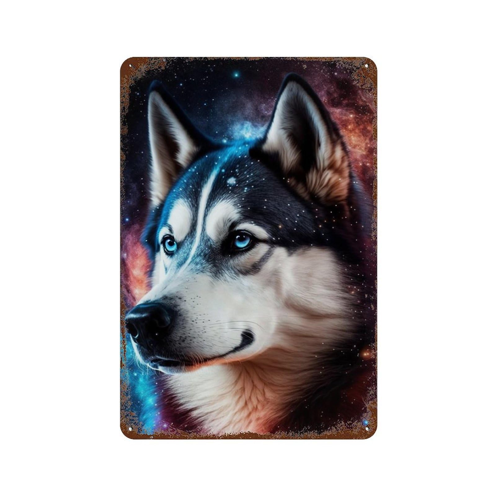 Galactic Husky Portrait-6 Vintage Rust Metal Sign 11.8"x7.9", Ideal for Bistro, Counter And Cafe Decor