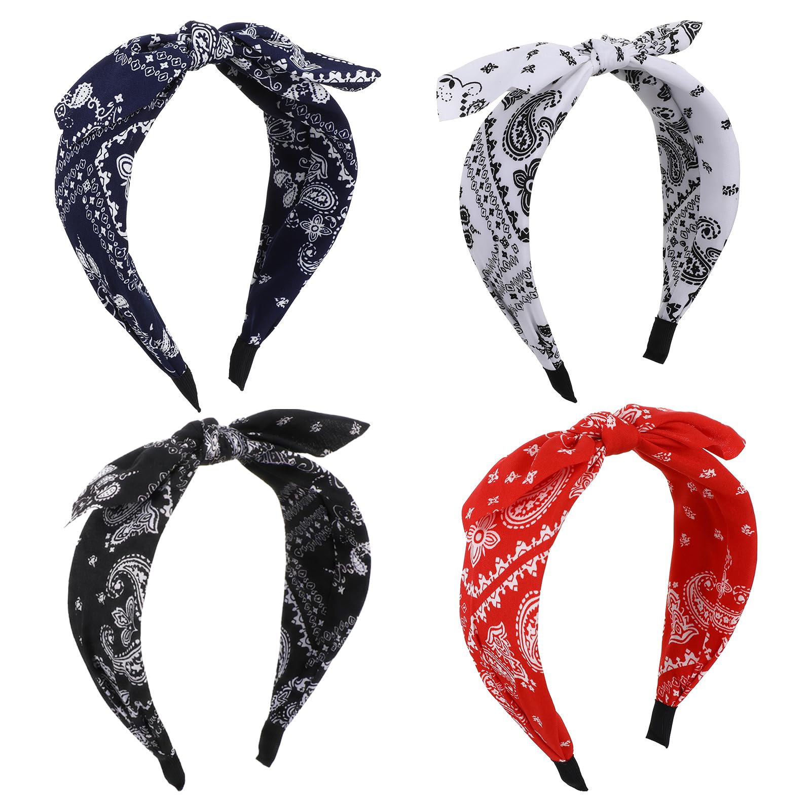 4 sztuki opasek na włosy w kropki, styl vintage, rockabilly, antypoślizgowe, z kokardką, szeroka materiałowa opaska na włosy dla dziewcząt i kobiet, 50. 90., dekoracja, akcesoria do