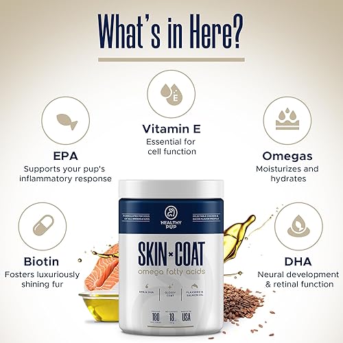 Miniatura 3 de Suplementos de aceite de pescado para perros – 180 deliciosas golosinas masticables – Aceite de salmón rico en Omega 3, EPA, DHA, biotina y vitamina